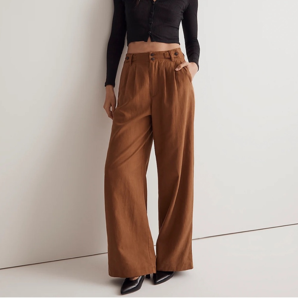 Madewell Tan Wide-Leg Trousers